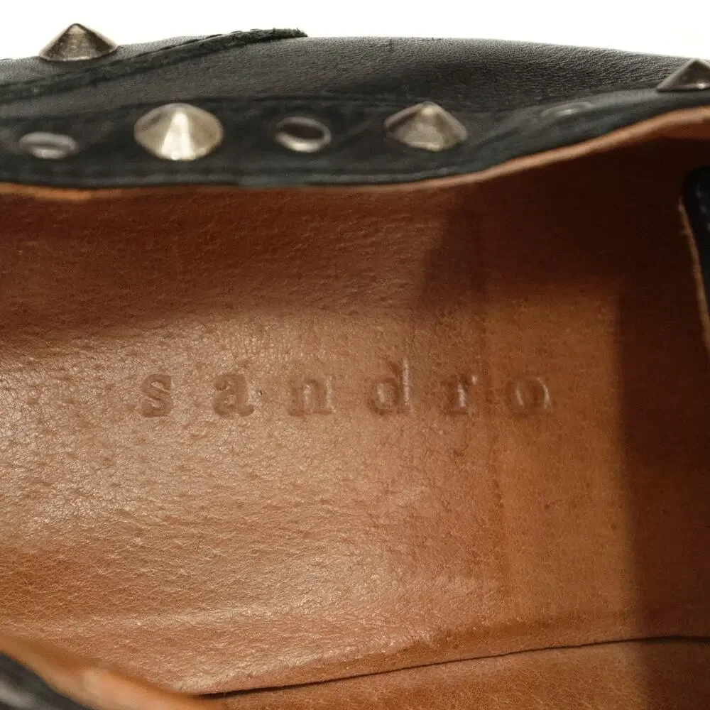 Sandro Black Studded Leather Brogue Oxfords Size 40 US 7